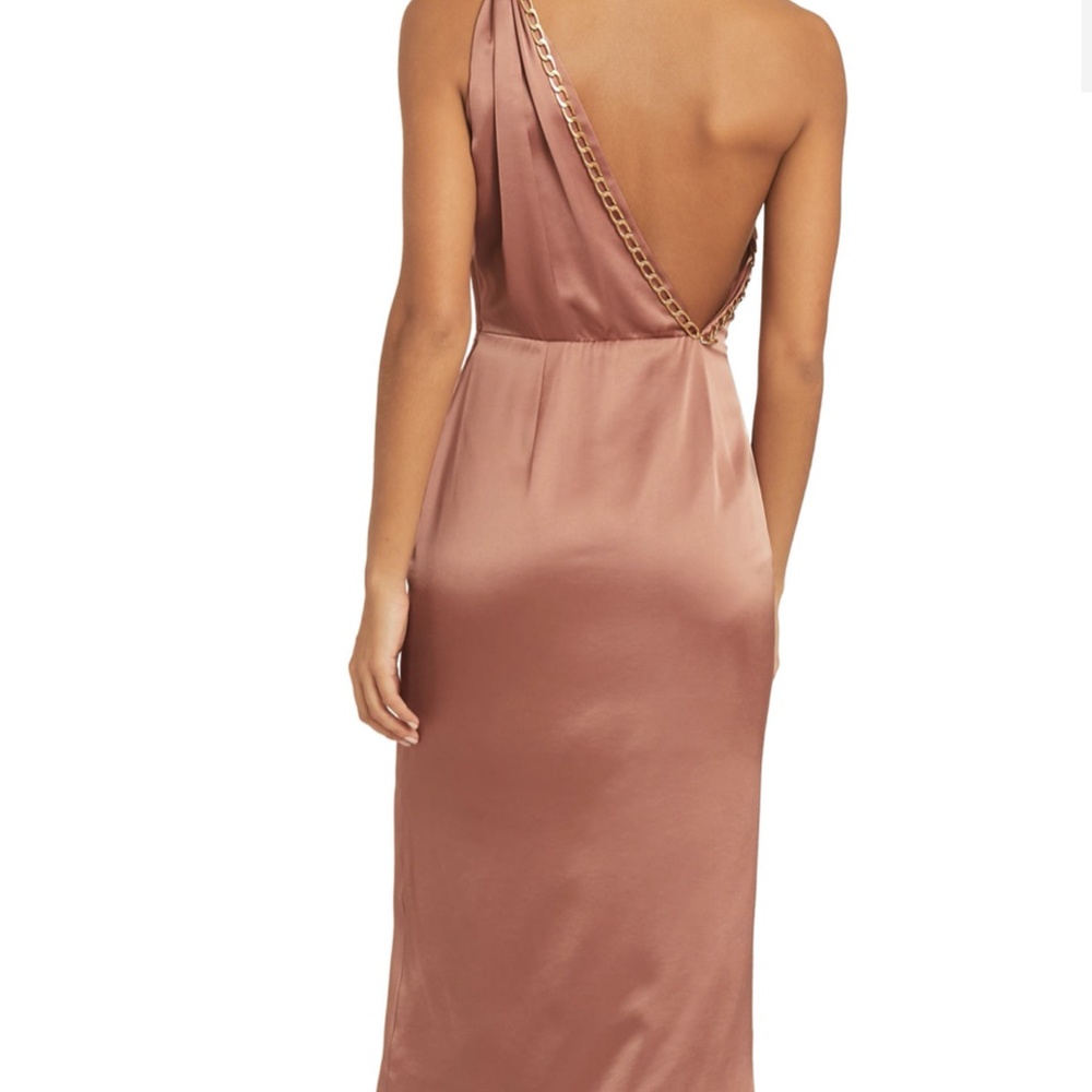 Reiss, Adaline Chain Detail One Shoulder Satin Dress, Blush, Size US 8 - Picture 2 of 14